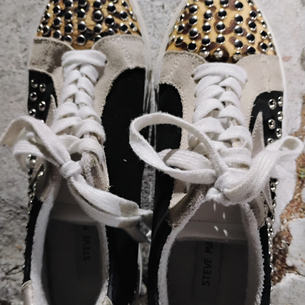 Steve Madden Black and Gold Studded Women's Sneakers